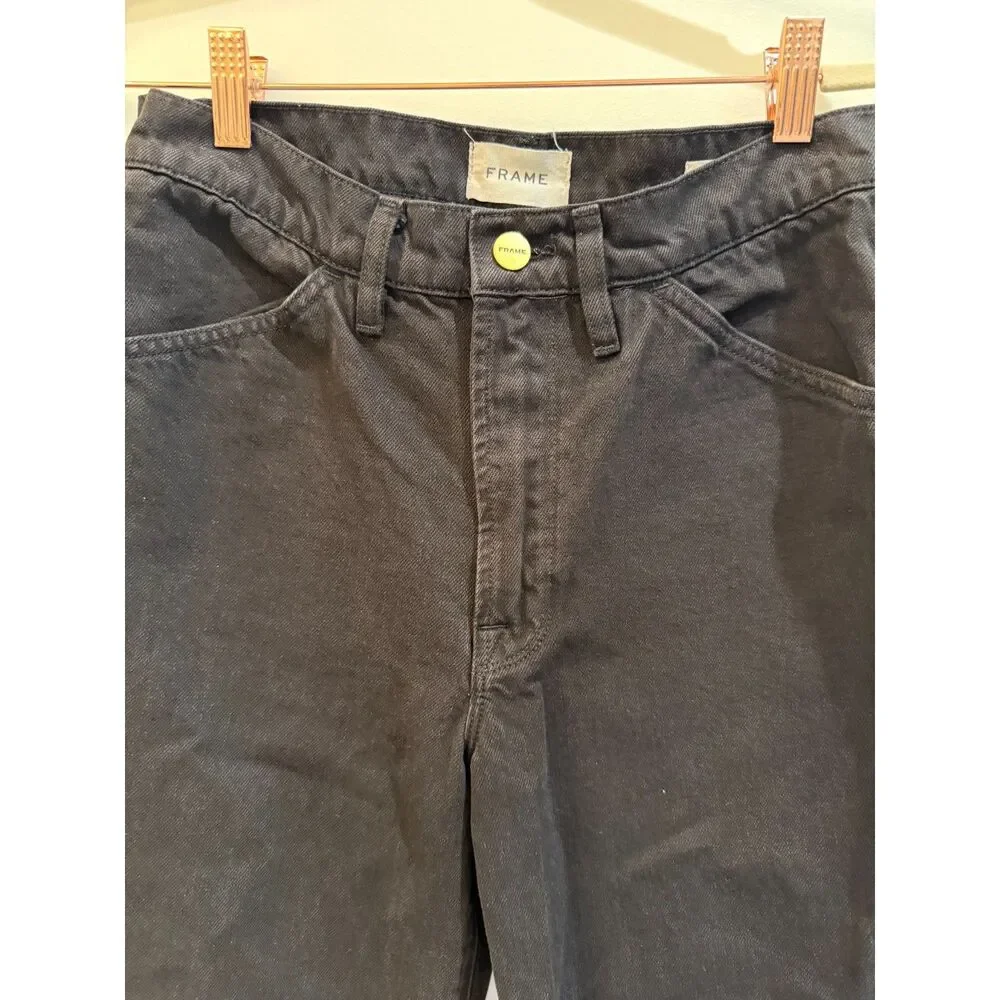 FRAME Le Baggy Palazzo Low Rise Wide Leg Black Jeans Size 26